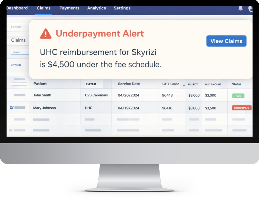 Underpayment alert dashboard